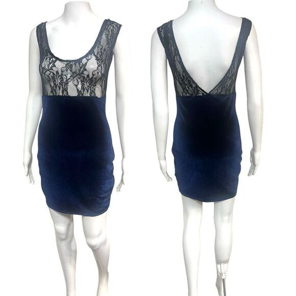 One & Only Urban Outfitters Lace Top Velvet Bottom Mini Dress Sz S - Picture 1 of 6